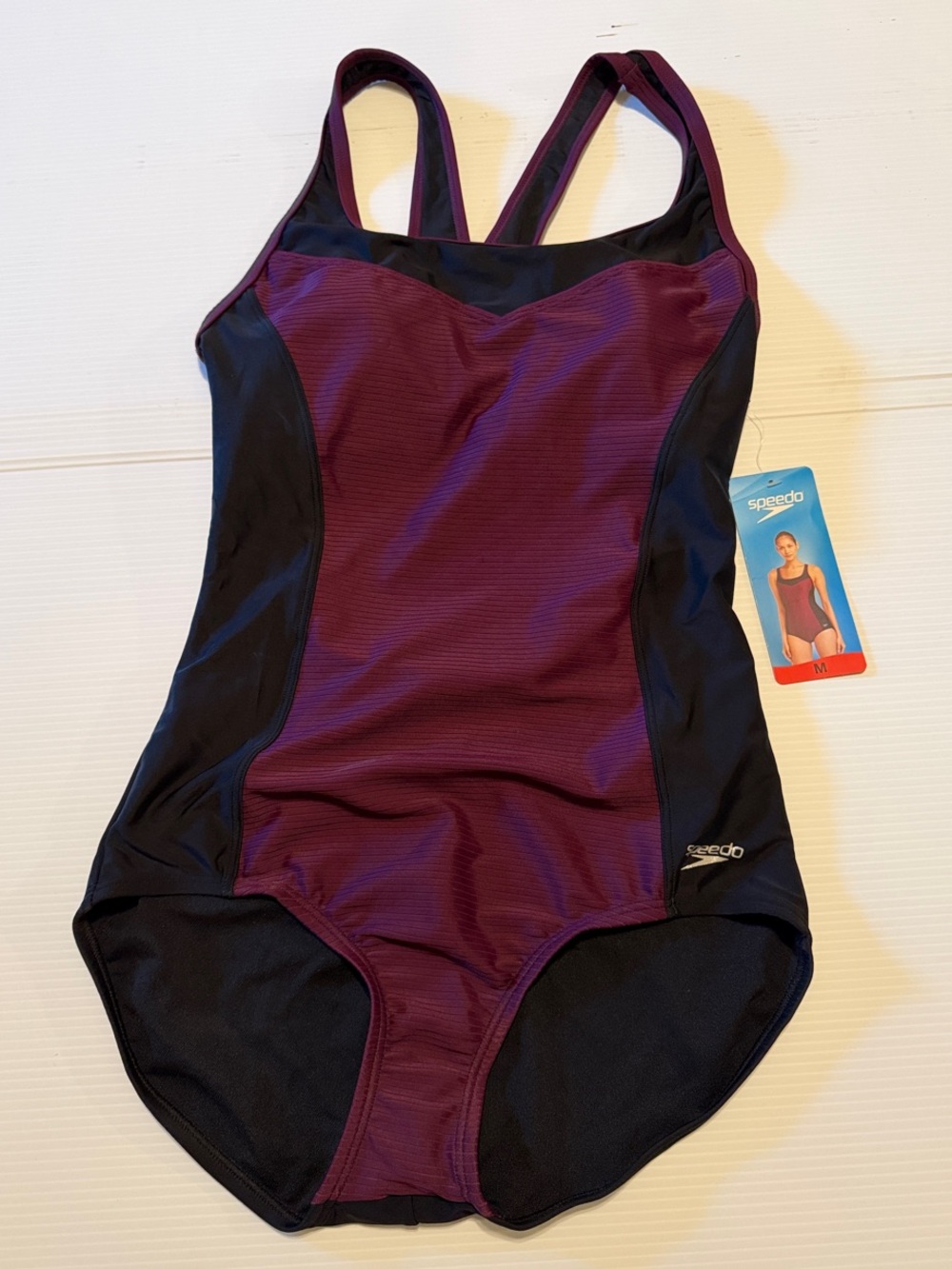 Speedo Plum and Black Women's Performance One-Piece